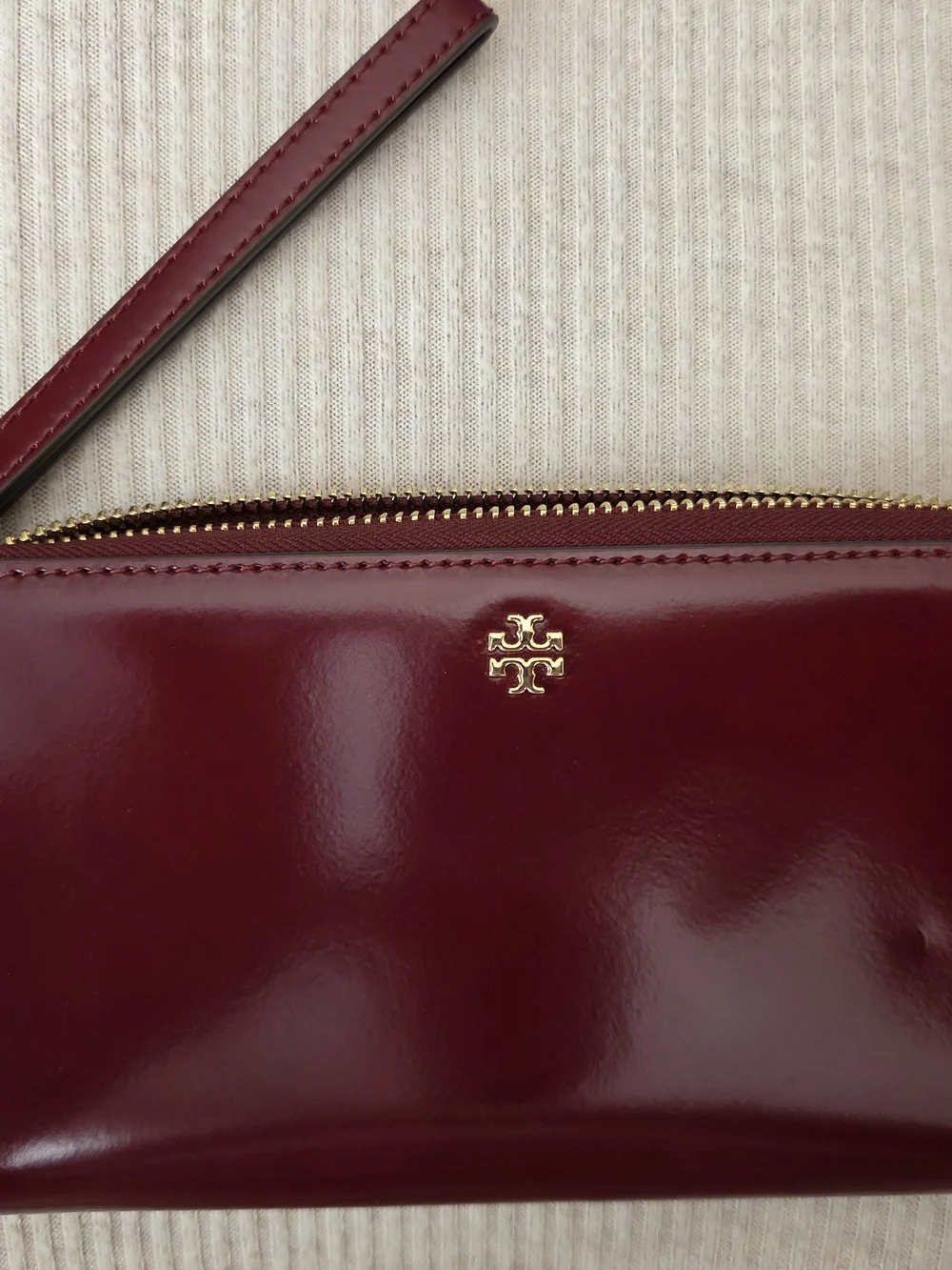 Tory Burch Burgundy Leather Wristlet Wallet